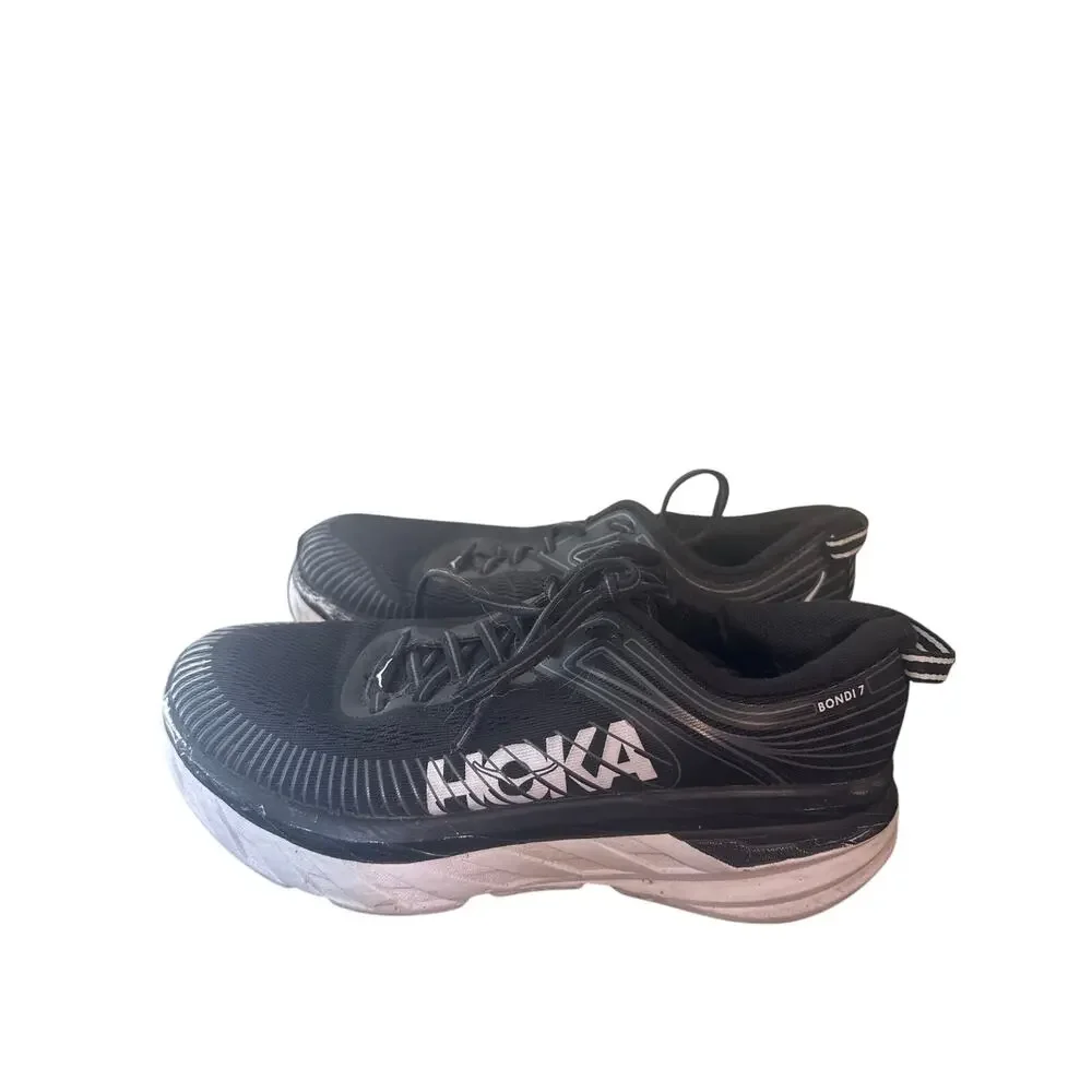 Hoka One One Bondi 7 running shoes in a black and white colorway Us 8.5 - Picture 3 of 7